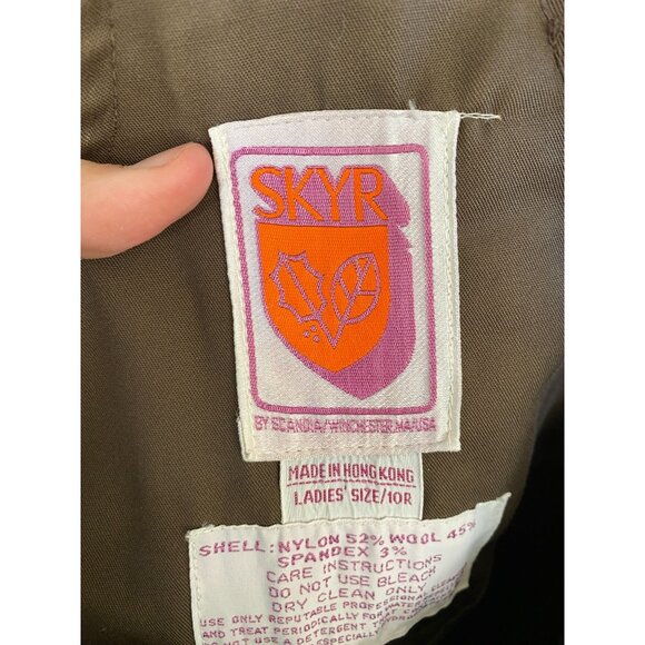 Vintage Skyr Womens Brown Wool-Blend Snow Pants 10R Adjustable Straps Classic - Picture 3 of 8